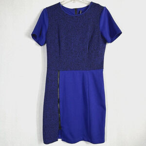 W118 Walter Baker Lucy Dress L Royal Blueโ Short Sleeve Knit Stretch Zipper NEW